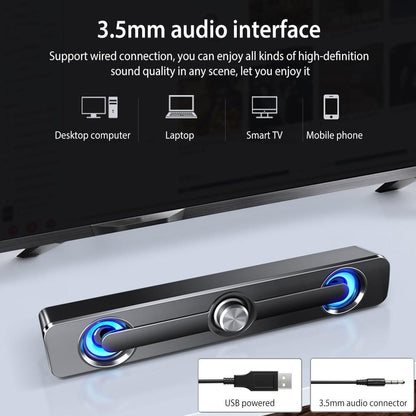 Salange PC Sound Bar Bluetooth USB Wired Speakers Bar Stereo Speaker for Projector PC Laptop Phone Computer 3.5mm Aux Speaker