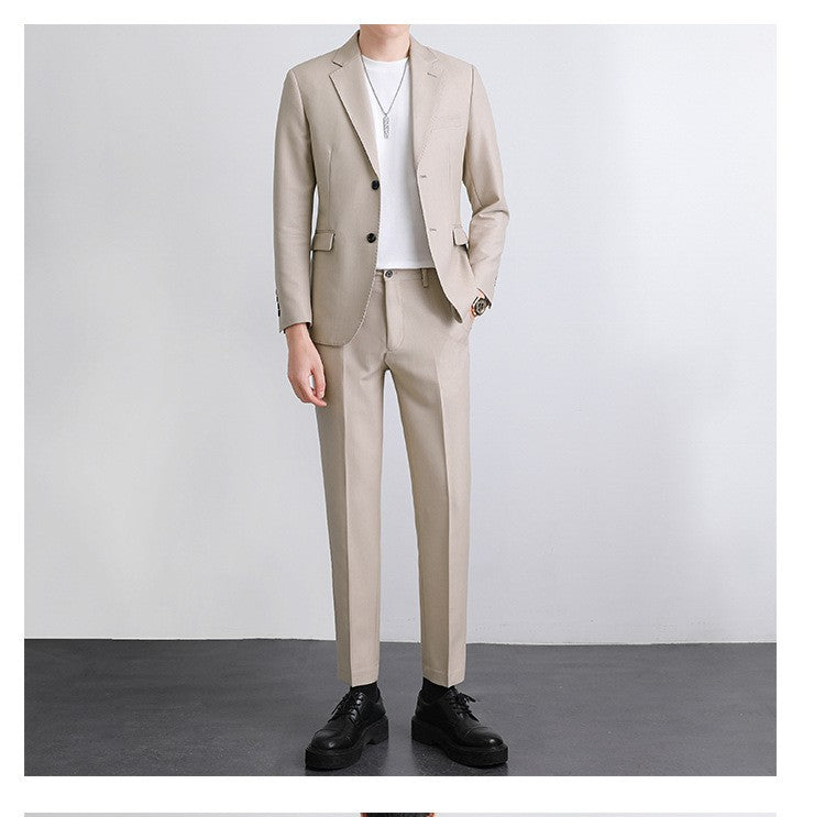 Autumn Men's Clothing Light Luxury Business Leisure Suit Jacket Set Streetwear Elegant Korean Popular Clothes Slim Pants Suit