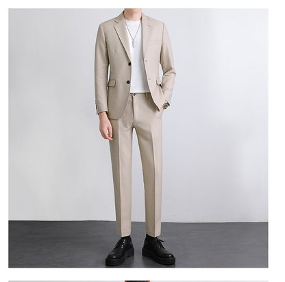 Autumn Men's Clothing Light Luxury Business Leisure Suit Jacket Set Streetwear Elegant Korean Popular Clothes Slim Pants Suit