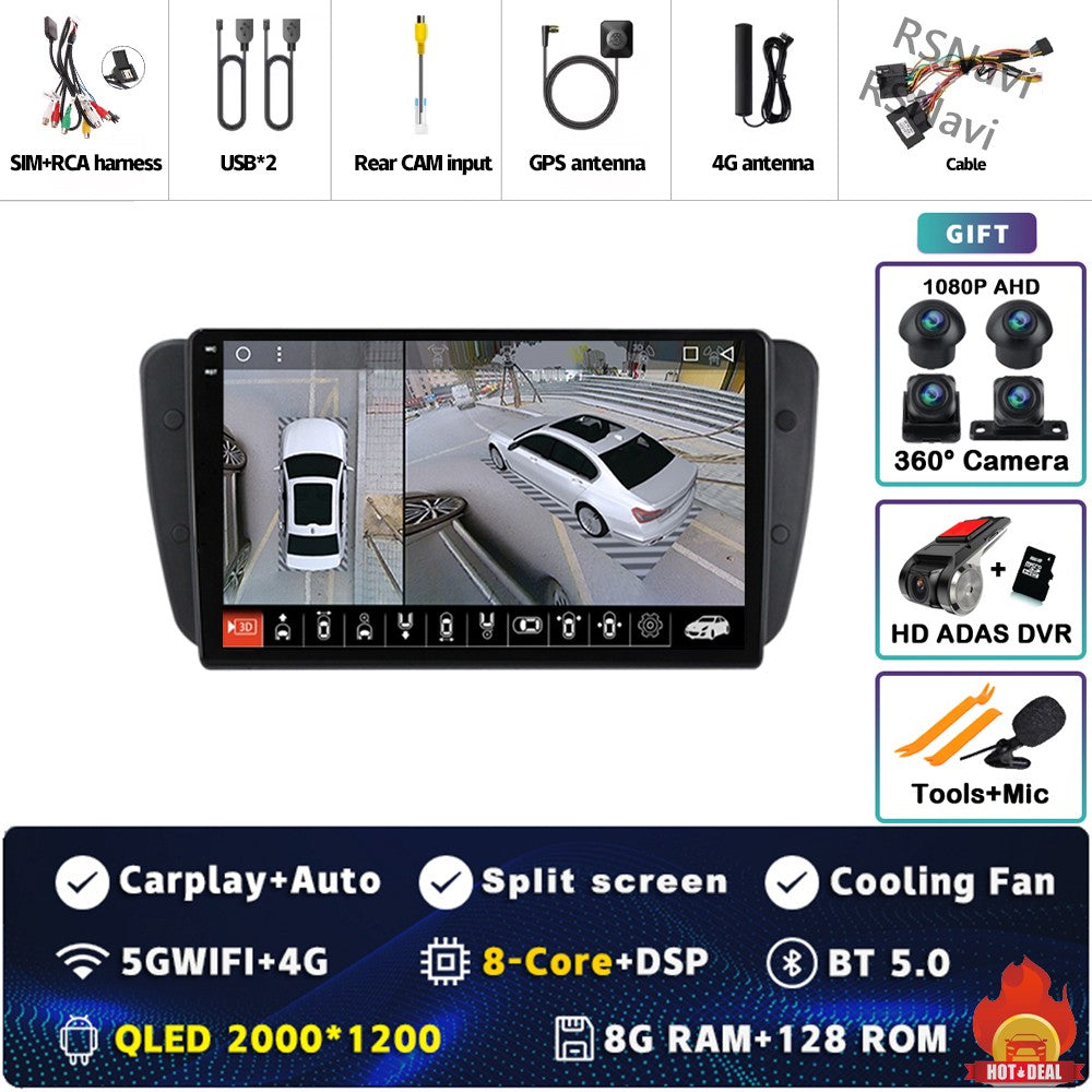 Android 15 For SEAT Ibiza 6J IV 4 2008 - 2015 2K QLED Stereo Car Radio Multimedia Video Player GPS AI Voice CarPlay Head Unit