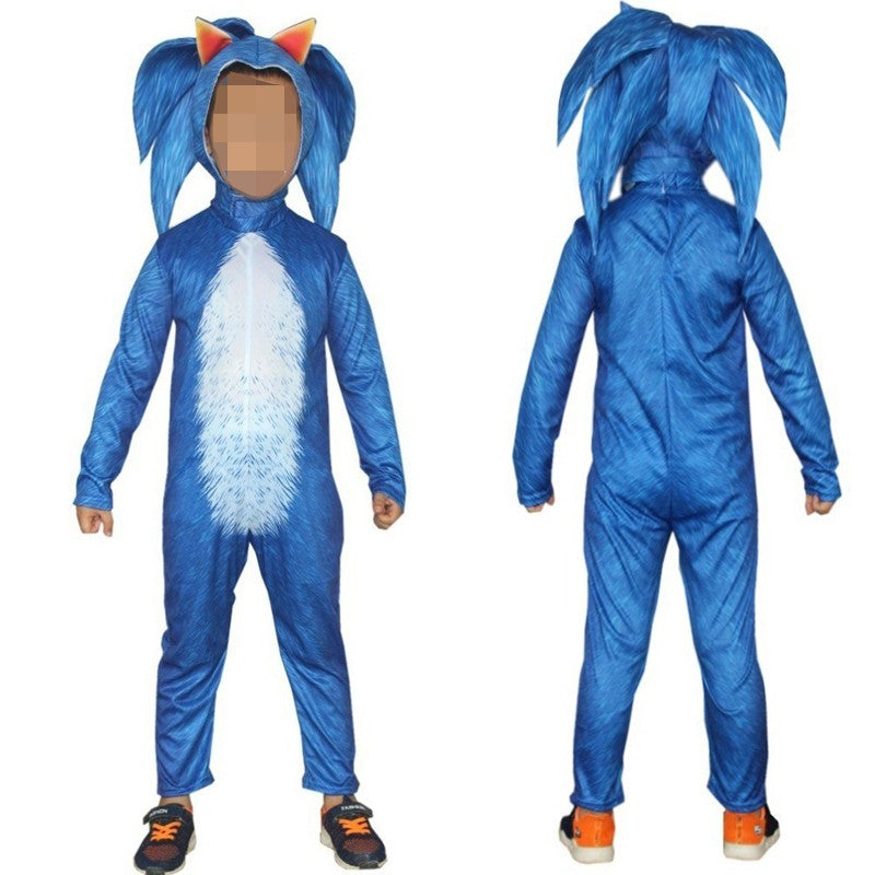 Flash Hedgehog Cosplay Costume Halloween Carnival Party Funny Jumpsuit Including Mask Suitable For Height 100-150cm