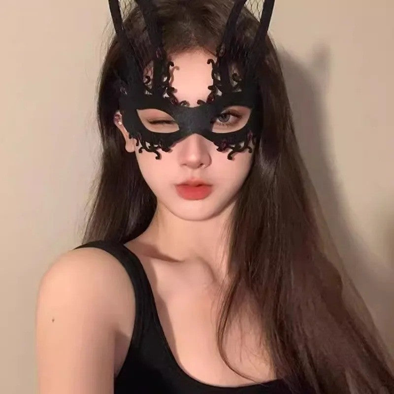 Halloween Black Half Face Mask Girl Eye Mask Lace Mask Party Masquerade Party Dress Up
