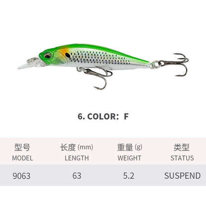 Isca de Pesca Suspend UV Minnow 5g 63mm Rozante 63SP Jerkbait Isca para Truta Baixo Água Salgada Twitch Jerk Retrieve Isca Artificial Rígida