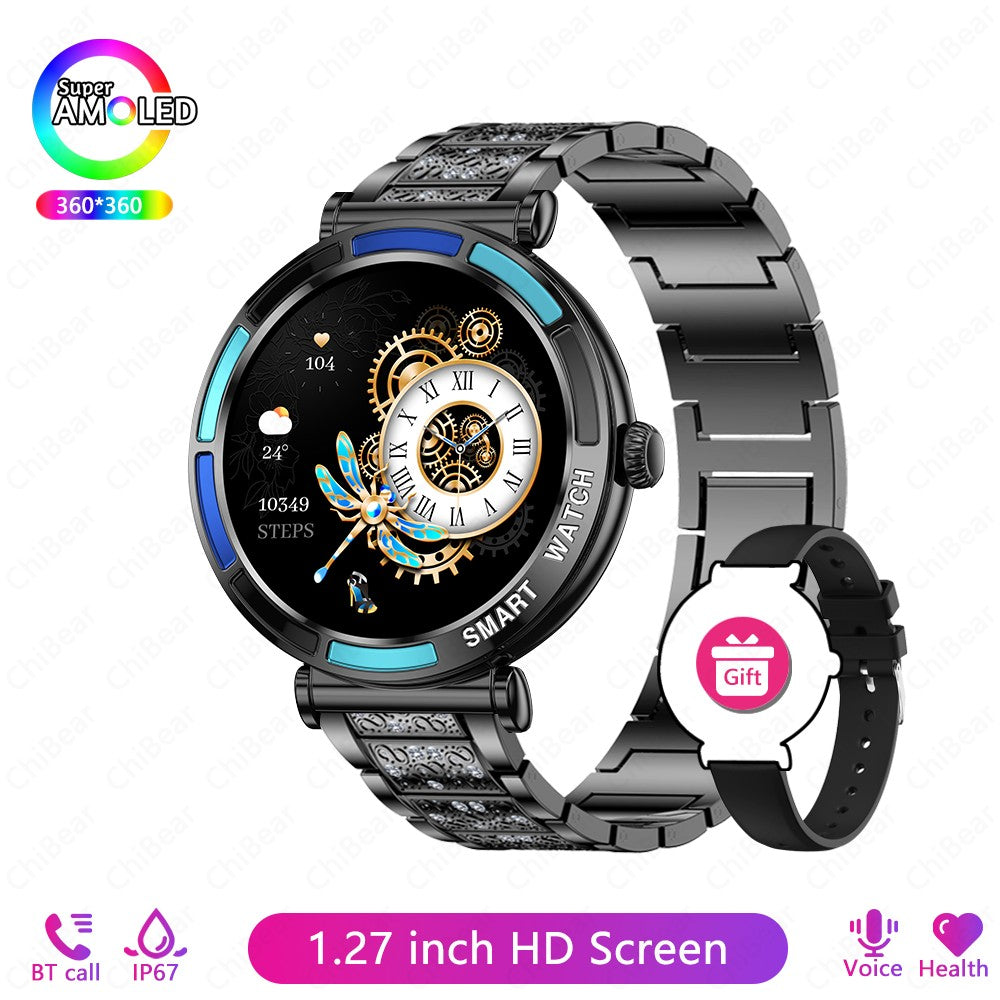 2025 Novo Smartwatch Feminino da Moda Tela HD 360*360 Pulseira Esportiva Mostrador Personalizado Frequência Cardíaca Chamada de Voz Smartwatch Para Android iOS