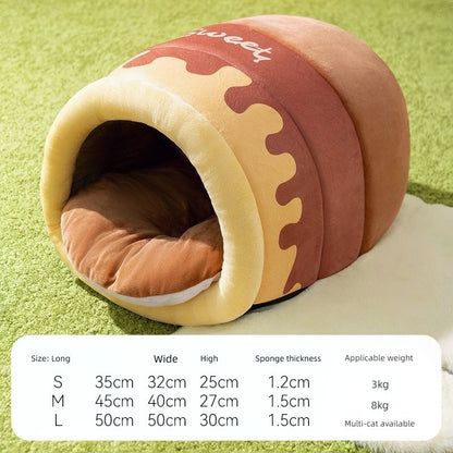 Cama de Gato de Pelúcia Quente de Inverno com Aparência de Rena Esconderijo Túnel para Gatos Brincar e Dormir Casa Integrada para Gatos Ninho para Animais de Estimação