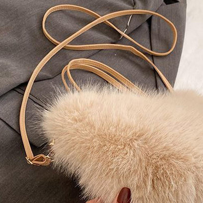 Faux Fur Tote Bag Women's Bucket Plush Light Luxury Ladies Handbags Soft Winter Crossbody Shoulder Bags