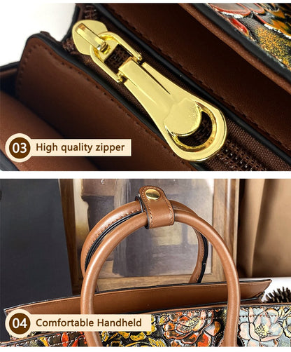 High-End Women's Large Capacity Crossbody Bag Light Luxury Camellia Relief Design Handbag for Stylish Storage