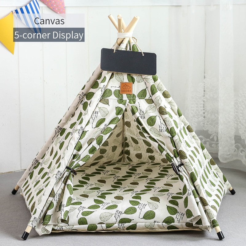 Tenda Tipi para Gatos e Cães, Portátil, Removível, Lavável, Casinha Interna para Filhotes com Almofada e Lousa, Cama para Gato