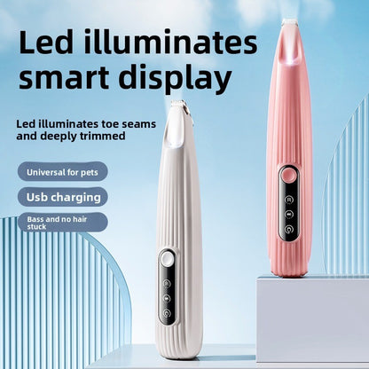 Máquina de Tosa Profissional para Cães e Luz LED Display LCD Lâmina de 18mm para Aparar Patas Baixo Ruído Aparador de Pelos de Pet sem Fio