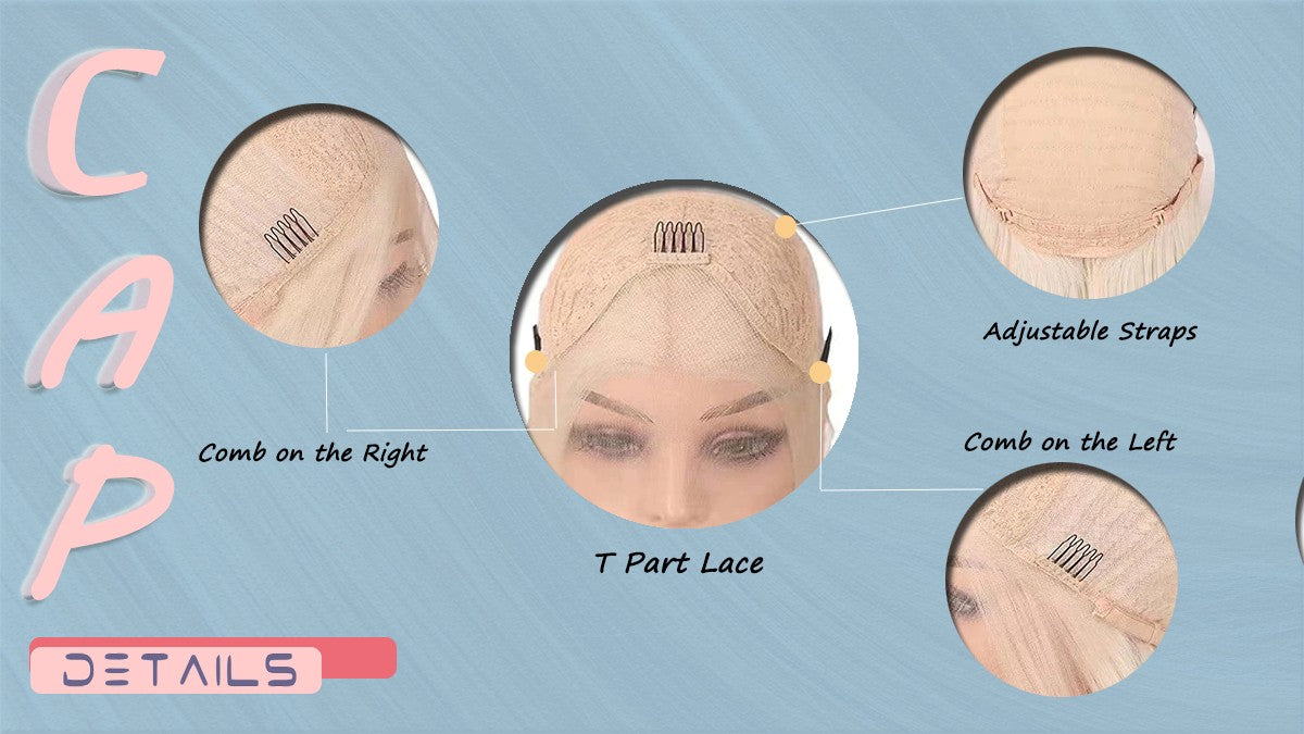 Peruca Sintética WIF Ombre Pink Wave para Mulheres, Usada em Cosplay, Ondas Corporais, Linha do Cabelo Natural, Perucas Lace Front, Raiz do Cabelo Rosa Claro