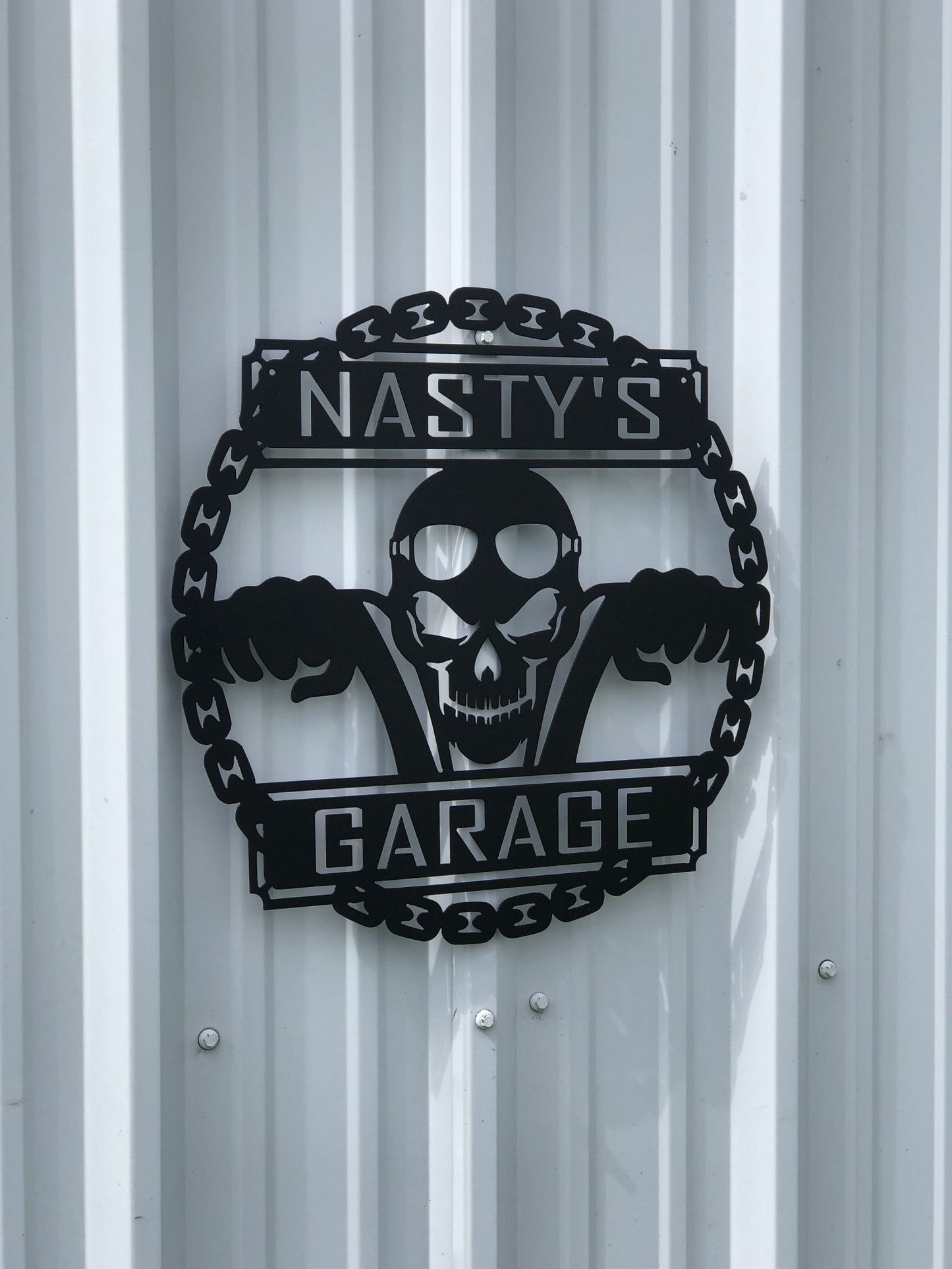 Custom Motorcycle Skull Metal Sign, Personalized Garage Sign, Motorcycle Handlebar Sign, Garage Decor, Gift for Dad Husband