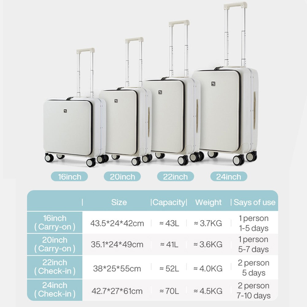 Hanke New Design Luggage Business Travel Suitcase Carry On Boarding Cabin Trolley Case PC Material Rolling Spinner Wheels