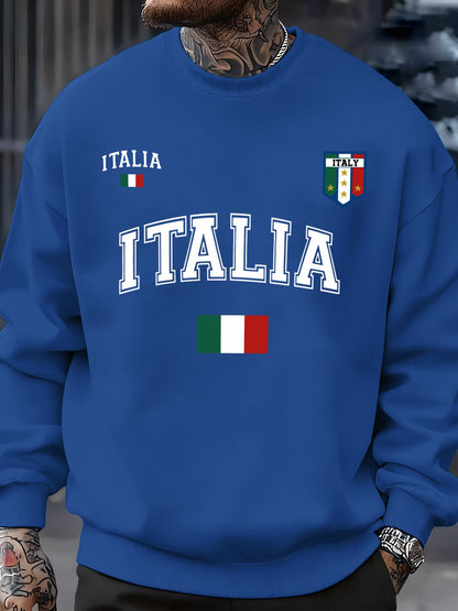 Italia Italian Flag Design Men Sweatshirt Creative Fleece Streetwear Fashion Clothes Autumn Hip Hop Pullovers Casual Tops