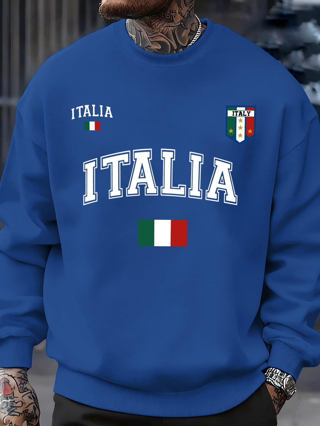 Italia Italian Flag Design Men Sweatshirt Creative Fleece Streetwear Fashion Clothes Autumn Hip Hop Pullovers Casual Tops