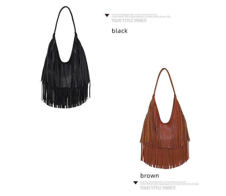 Long Tassels Women handbag Fashion Shoulder Bags for ladies hand bag Soft PU leather casual hobos armpit bag female Tote