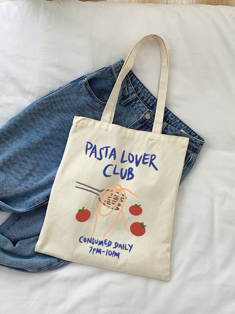 1pcs Pasta Lover Club Artistic Print Canvas Tote Bag Vintage Style Art Bag Luggage Bag Reusable Shoulder Bags