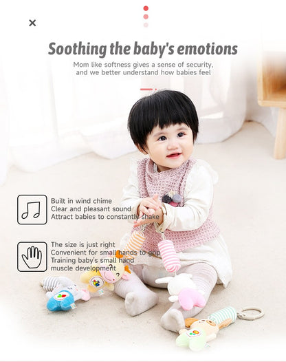 Baby Stroller Bed Hanging Bell Plush Toys Early Education Promote Children Color Cognition Sensory Plush Rattle Training Toys