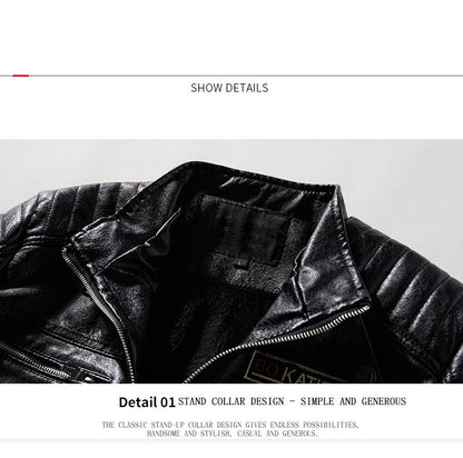 Motorcycle commuting racing suit outdoor cycling suit jacket autumn European and American tough guy lapel leather jacket