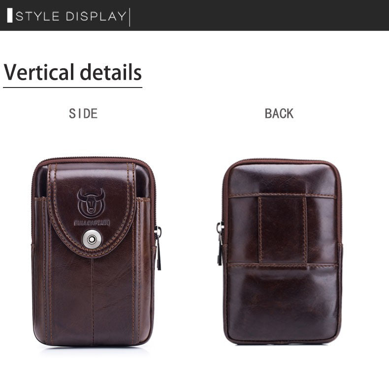 BULLCAPTAIN  MEN'S Leather BELT WAIST Bag Military Fanny PACK Molle Small Money Phone WAIST PACK Bum Pouch PURSE