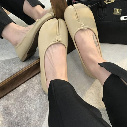 Fashion Soft Leather Split Toe Women Tabi Ballet Flats Spring Autumn Comfortable Walking Lazy Loafers Casual Girls Dance Shoes