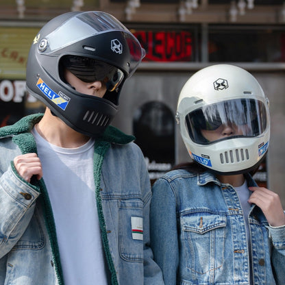 Electric Motorcycle Helmet Winter Warm HD Dual Mirror Anti-fog Retro Sun Protection Riding Full Helmet