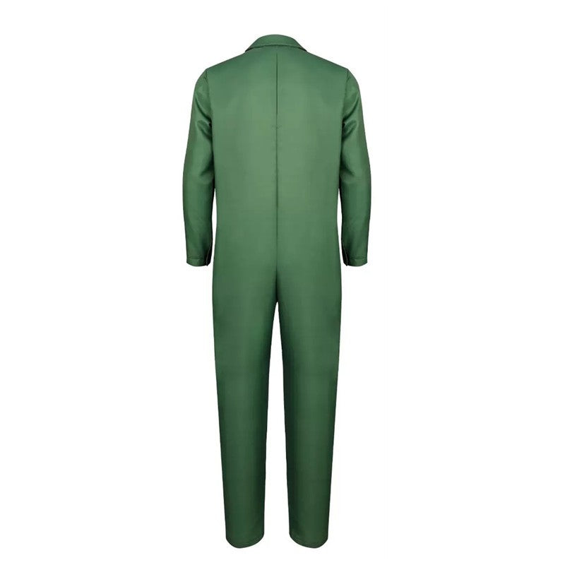 Men's Stylish Pilot Costume Air Force Pattern Jumpsuit Green Fighter Jet Outfit Halloween Costume Adult Masquerade Ball Carnival