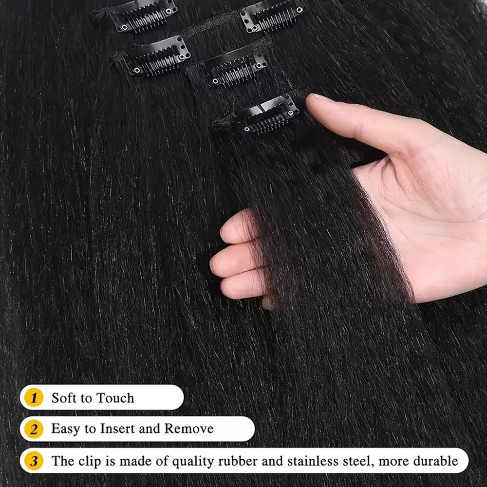 Apliques de Cabelo Humano Cacheado Liso Kinky Reto Cor Natural Brasileiro 100% Remy 120g 8 Peças/Conjunto Cabeça Cheia Para Mulheres