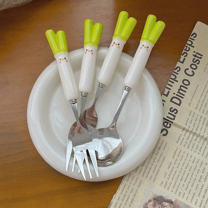 Cutlery Cartoon Onion Spoon Fork Chopsticks Sets Portable Lunch Tableware Stainless Steel Travel Dinnerware Kitchen Accessories