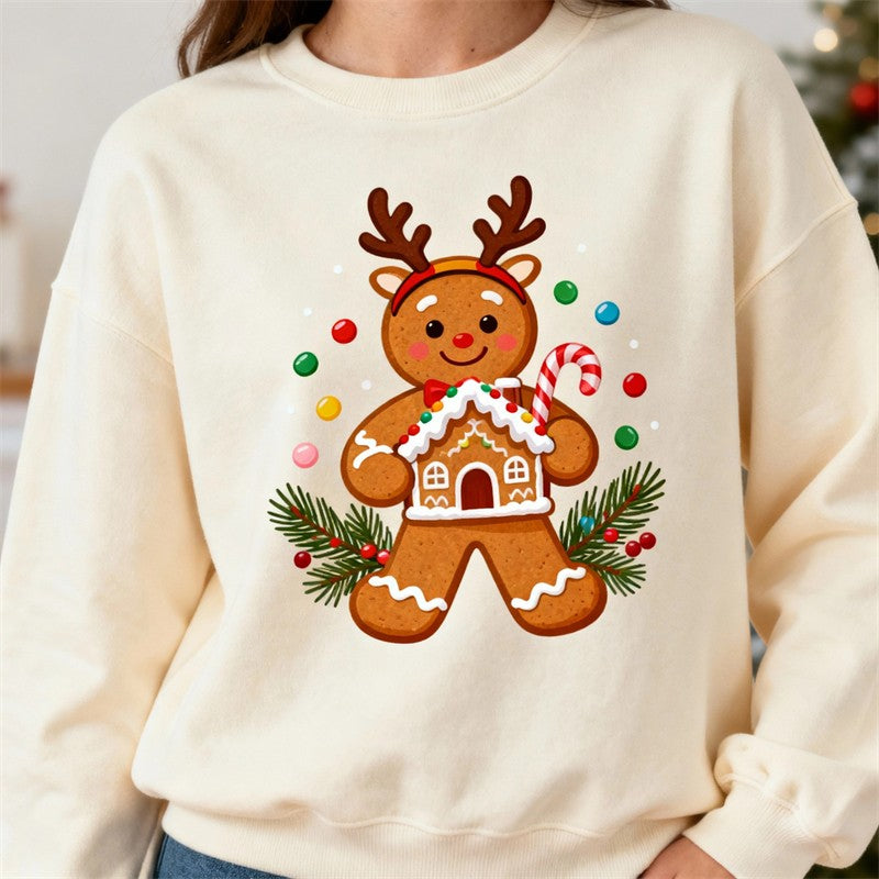 2026 New Gingerbread Man Graphic Ugly Christmas Sweater Fashion Long Sleeve 3D Printed Xmas Sweatshirts Casual Holiday Pullovers
