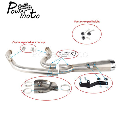 For Harley Softail Low Rider S ST EI Diablo Street Bob 2018-up 2-into-1 Motorcycle Complete Full System Exhaust Pipe Muffler