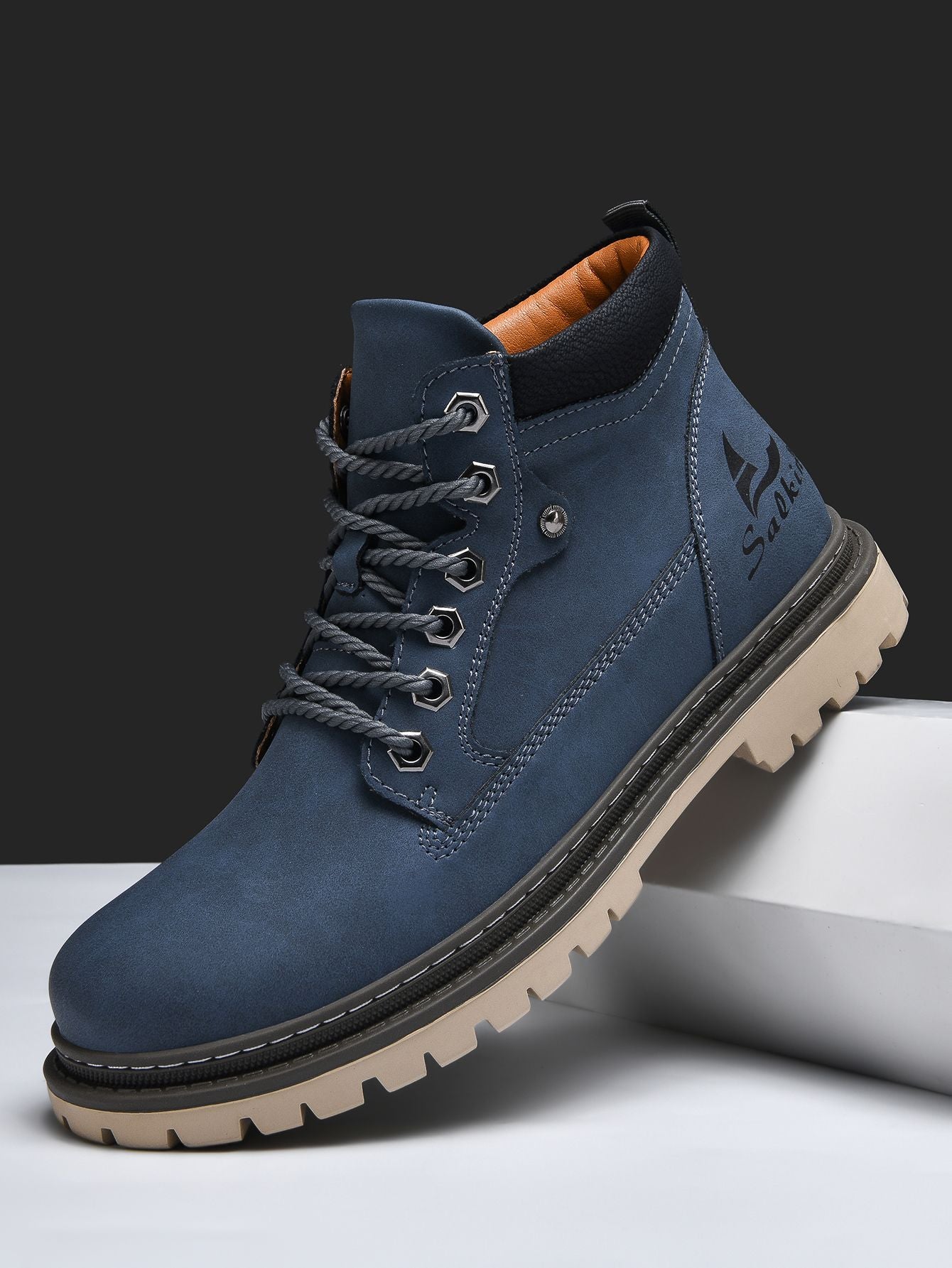 Botas Masculinas Feitas à Mão, Botas de Tornozelo de Inverno em Couro, Sapatos de Outono para Caminhada ao Ar Livre, Tênis, Botas Masculinas de Cano Alto, Calçados Antiderrapantes