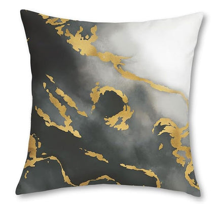Marble Grey Black Gold Abstract Art Velvet Soft Decorative Cushion Cover Throw Pillow Cases for Sofa Bedroom Living Room Home