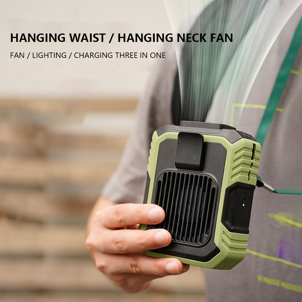 Mini Ventilador Portátil de Cintura 3 Velocidades 4000mAh Ventilador Pessoal Vestível Power Bank de Emergência para Canteiro de Obras/Fazenda/Viagem/Pesca