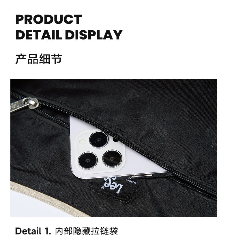 LEE Unisex Denim Blue Soft Pillow Shoulder Bags Beige Casual Simple Utility Light Ladies Large High Capacity Hobo Crossbody Bag