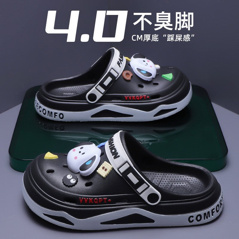 Summer Hole Shoes Men Wear Casual Fashion Non-slip Portable Sports Sandals Beach Step on Toe Breathable Slippers for Men Outdoor