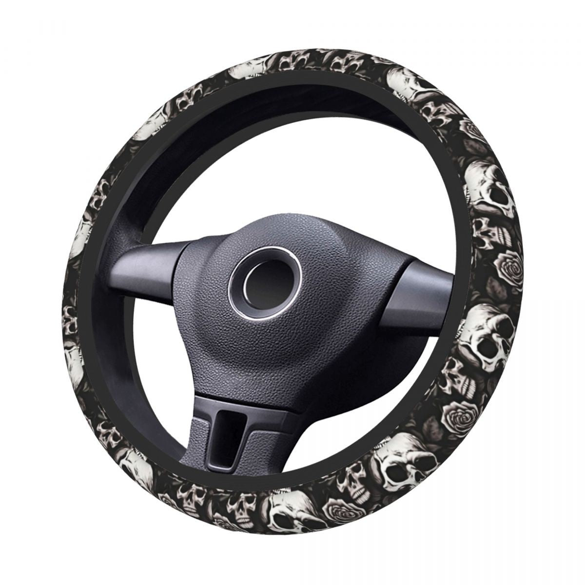 Capa para Volante de Carro Sem círculo interno Design de Caveira Protetor de Volante Universal Acessórios Automotivos Antiderrapantes