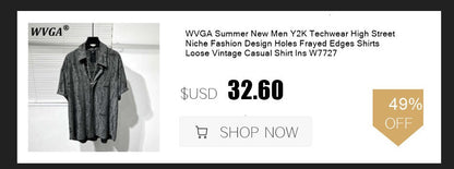 WVGA Spring Autumn New Man Tide Turn-Down Collar Suit Jacket Niche Chic Casual Pocket Cotton Long Sleeved Blazers Ins Y2K W14142