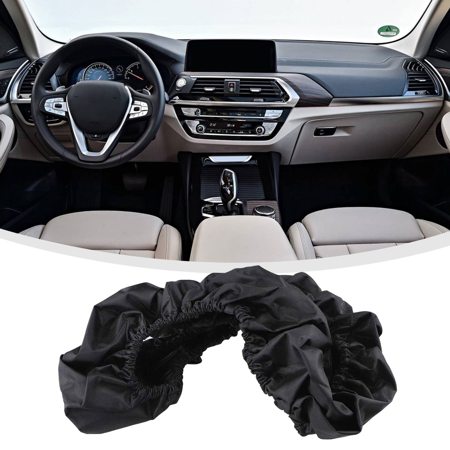 1pc Stretch Steering Wheel Protector Scratch Protector Cover Oil Resistant Dust Resistant Oxford Cloth For 30cm-45cm Car Repair