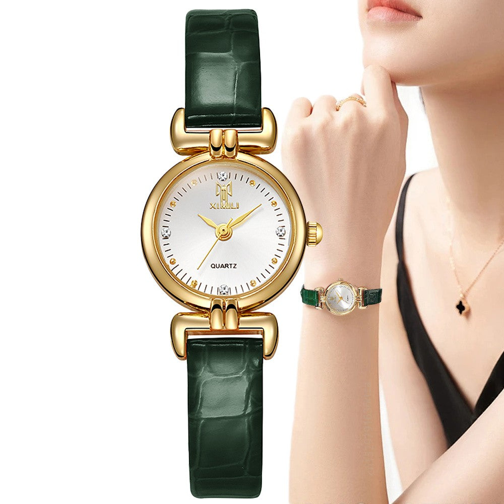Ladies 2025 New Fashion Small Simple Diamonds Business Quartz Watch Women's Green Women Dress Clock Luxury Gift Wristwatch