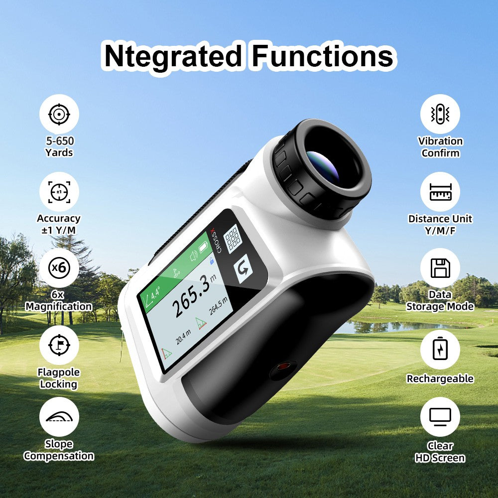 Telêmetro a Laser com Compensação de Inclinação 650 Jardas Telêmetro de Golfe com Display Lateral Vibração de Bloqueio de Bandeira para Golfe