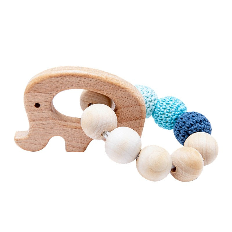 Wooden Rattle Teether Baby Toys Crochet Beads Baby Teether Baby Nursing Bracelet Rattle Chewable Teething Beads For Kids Gifts