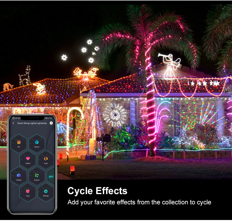 Bluetooth Smart LED String Fairy Lights 5V WS2812B Christmas Garland Light RGBIC Dream Color Waterproof IP67 for Party Holiday