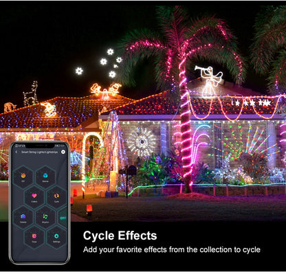 Bluetooth Smart LED String Fairy Lights 5V WS2812B Christmas Garland Light RGBIC Dream Color Waterproof IP67 for Party Holiday