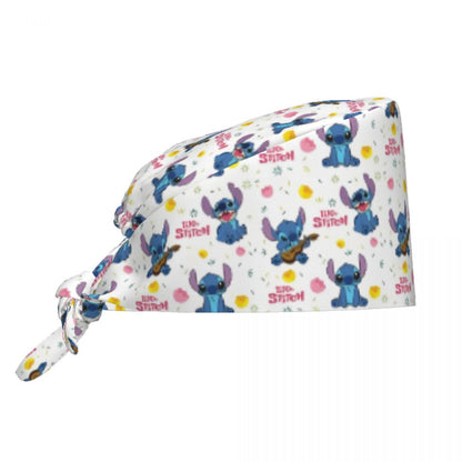 Custom Retro Cartoon Cleaning Working Cap Comfortable  Stitch Ohana Scrub Cap Surgicals Hat Nurse Scrubs Hat For Dentist