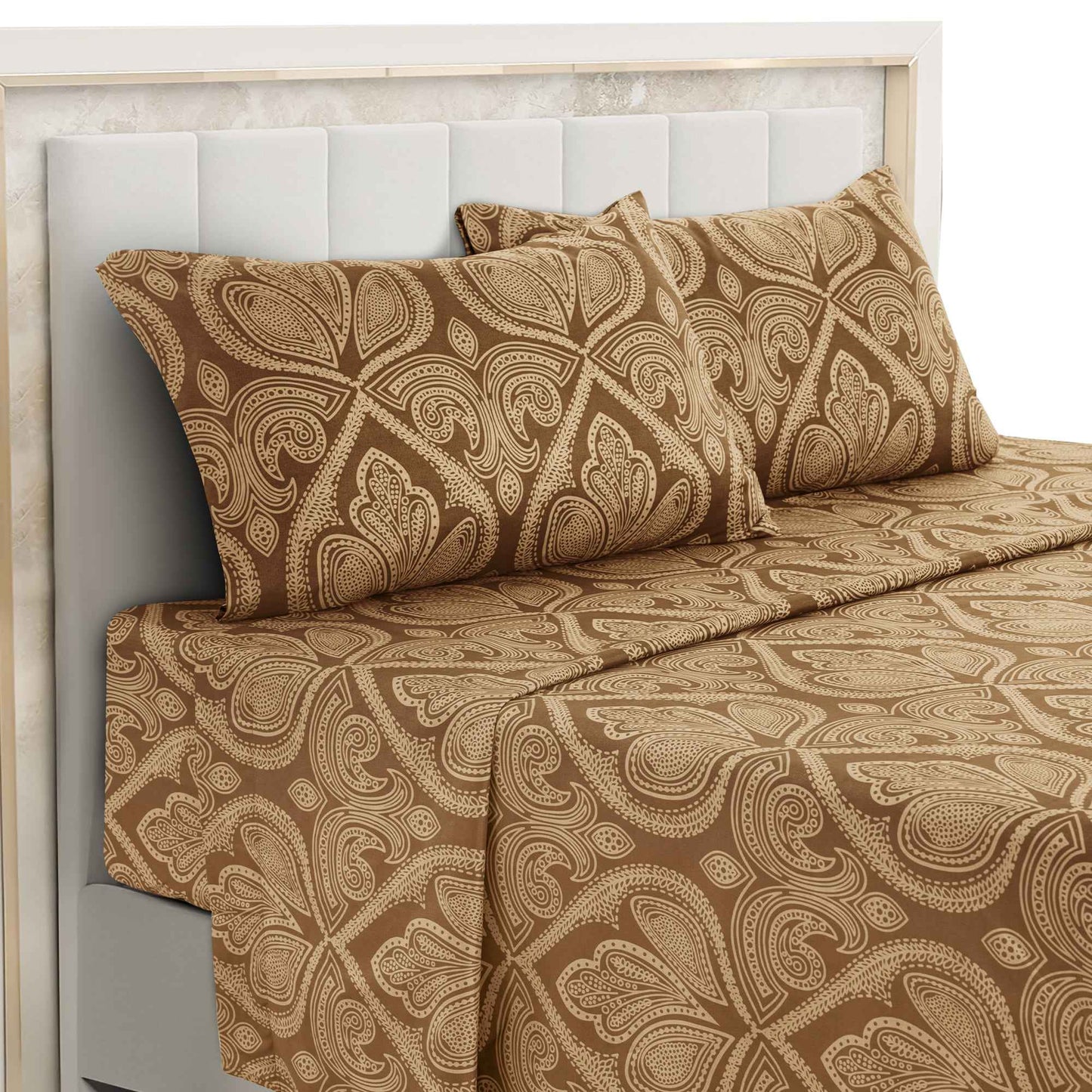Lux Decor 4-Piece Paisley Bed Sheet Set – Soft Brushed Microfiber Sheets with 16" Deep Pockets – Wrinkle-Resistant Bedding