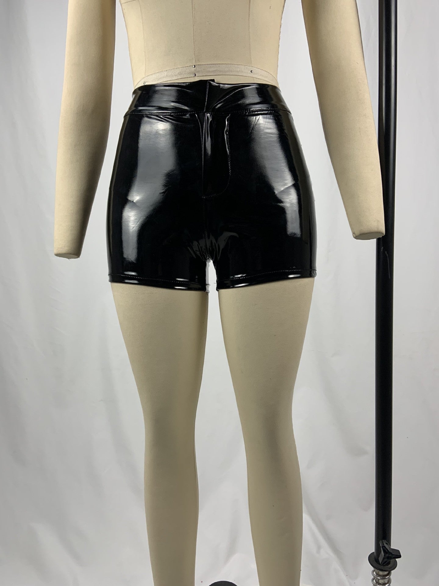 Sexy Nightclub Costumes Shorts Women PU Leather Shorts High Waist Solid Color Button Black Shorts Fashion Summer