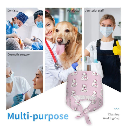 Custom Hello Kitty Medical Staff Scrubs Hat Women Men Cartoon Chara For Chef Hat Scrub Caps