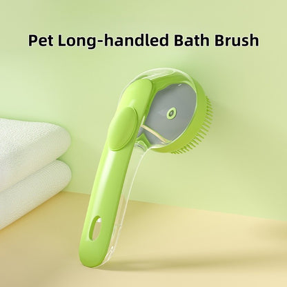 Escova de Banho Pet de Cabo Longo com Dispensador de Sabão para Lavar Pulverizador Líquido Ajustável Ferramenta de Tosa para Cães e Gatos