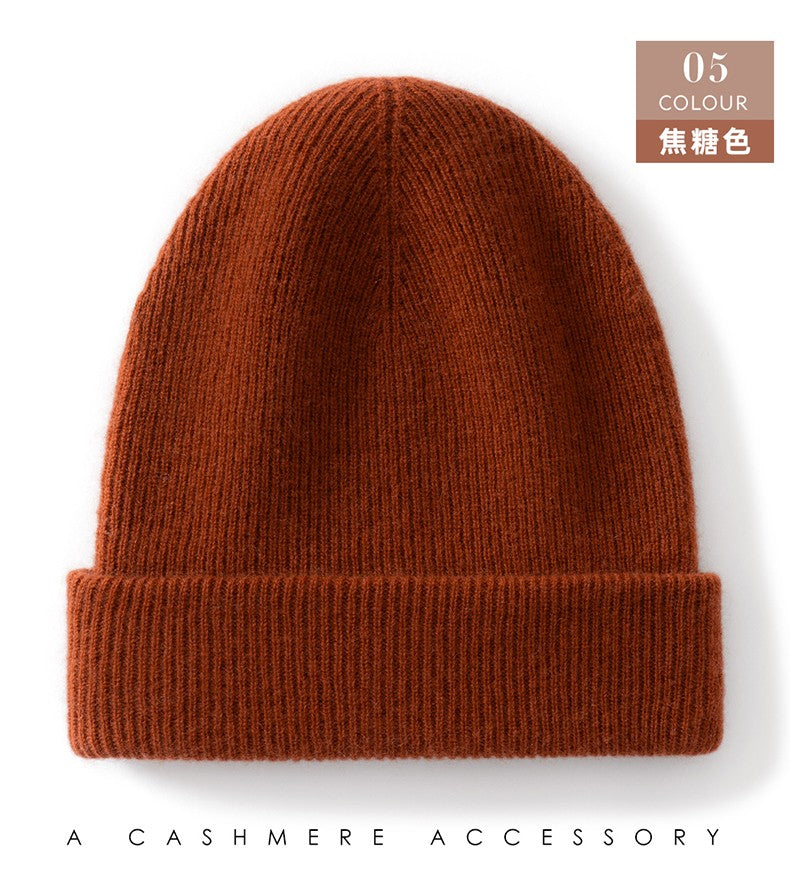 Autumn Winter New 100% Cashmere Hat Women's One-Line Hat Knitted Hat Wool Hat Ear Protection High-Quality Couple Hat