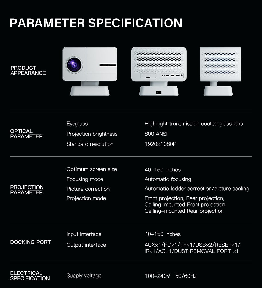 P50 Global Smart Projector Android 11 4K WIFI Bluetooth Android Electric Focus 1080P Home Cinema Outdoor portable Projector